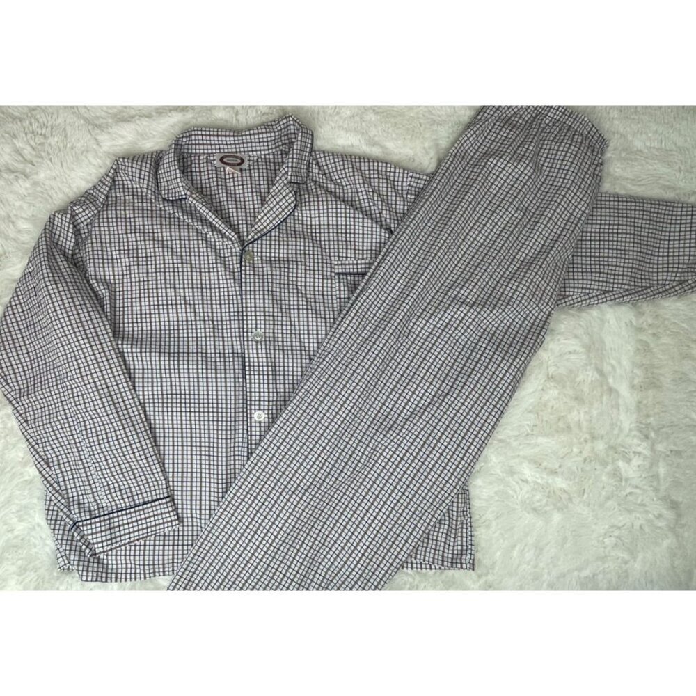 Alexander Lloyd 2 Piece 3XL Tall Pajama Set Lightweight Long Sleeve White Blue